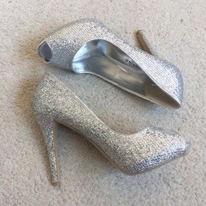 Audrey Brooke Peep Toe Sparkle Heels